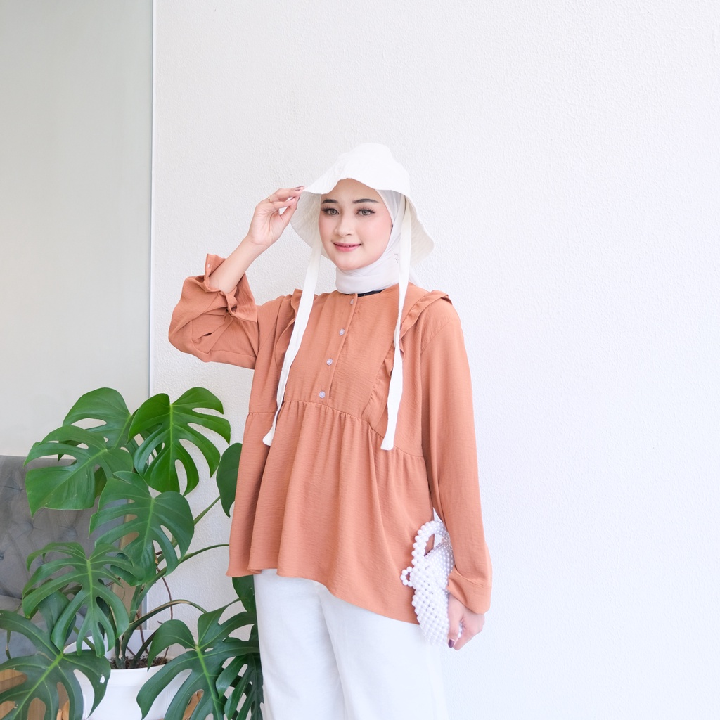 (MGA) BLOUSE DZEKIA OVERSIZE KEMEJA ATASAN WANITA AIRFLOW