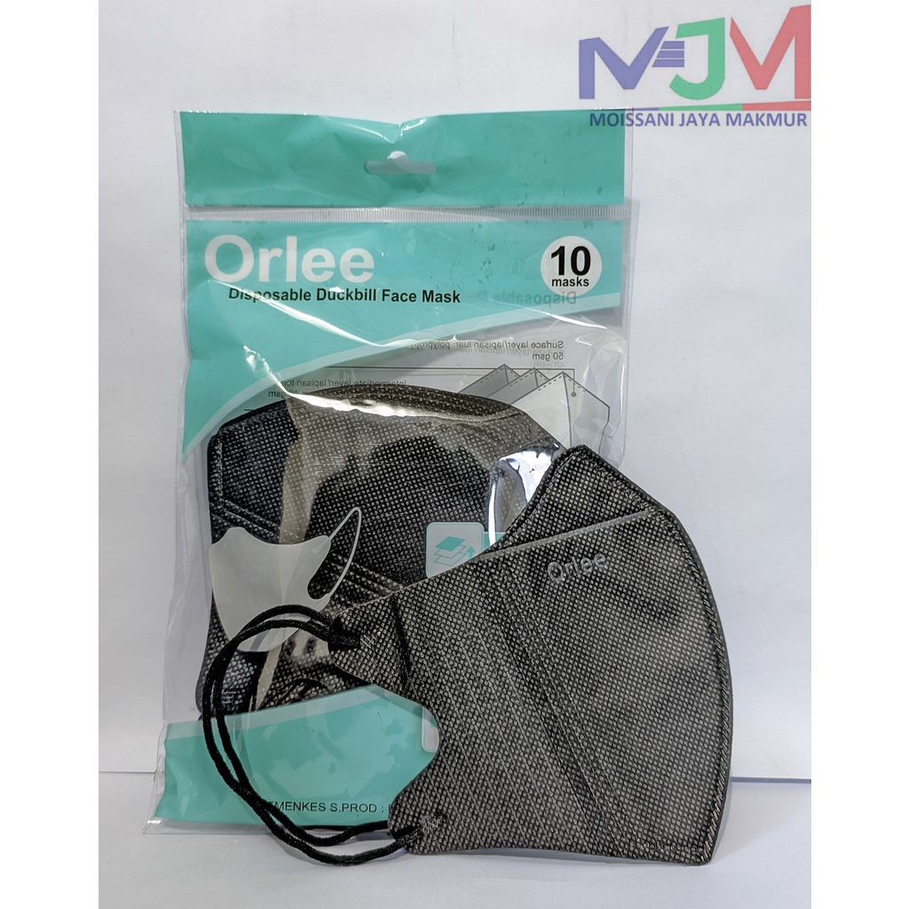 Masker Duckbill Orlee Hitam isi 10 Pcs