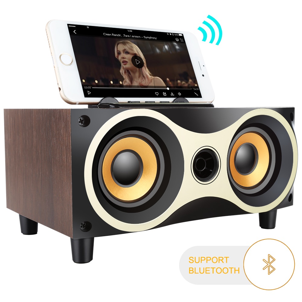 TOPROAD Portable Bluetooth Speaker Subwoofer FM Radio Wood Design 2000mAh - XM6