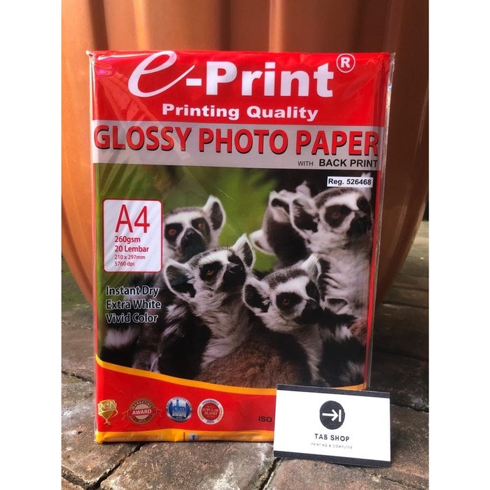 

Senikertas- Eprint Glossy Photo Paper With Back Print 260 Gsm -Kertas-Seni.