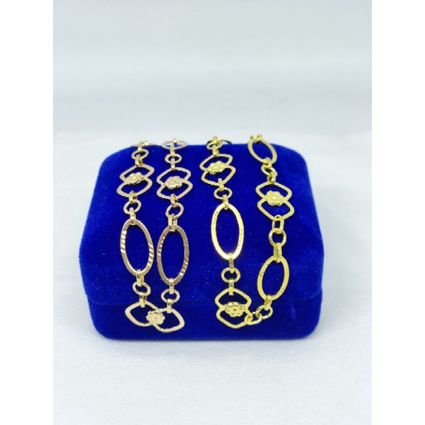 GELANG PERAK ASLI SILVER 925 LAPIS EMAS/GELANG TANGAN RANTAI HOLLO OVAL BUNGA UKIR/ASLI SILVER/FASHION WANITA