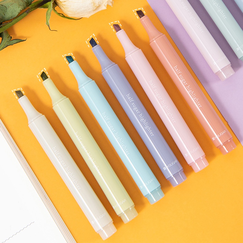 6pcs / Set Highlighter Warna Morandi Kapasitas Besar