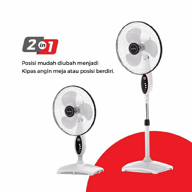 Maspion Kipas Angin Berdiri &amp; Meja 2in1 EX 167S - 167 S - EX167S Stand Desk Fan 55 watt