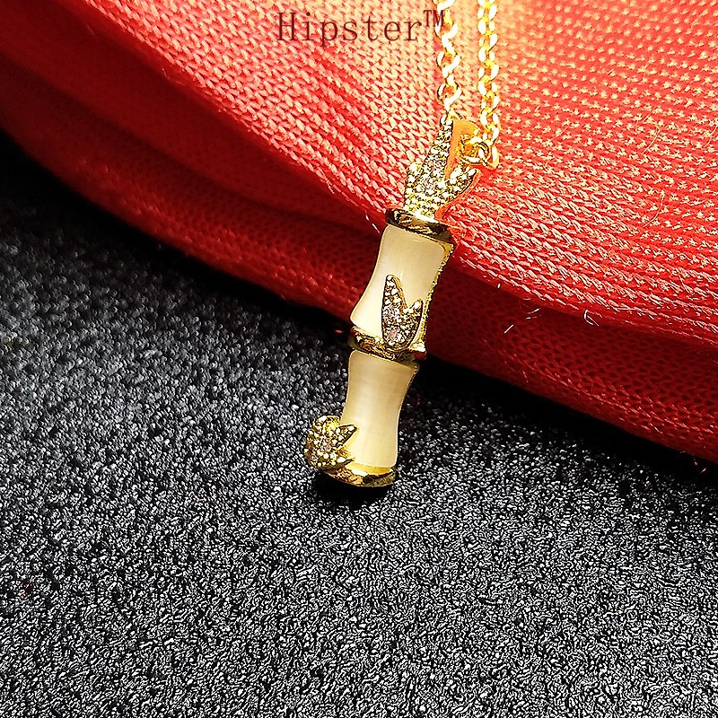 Hot Sale Retro Characteristic Personality 24K Gold Bamboo Necklace Pendant