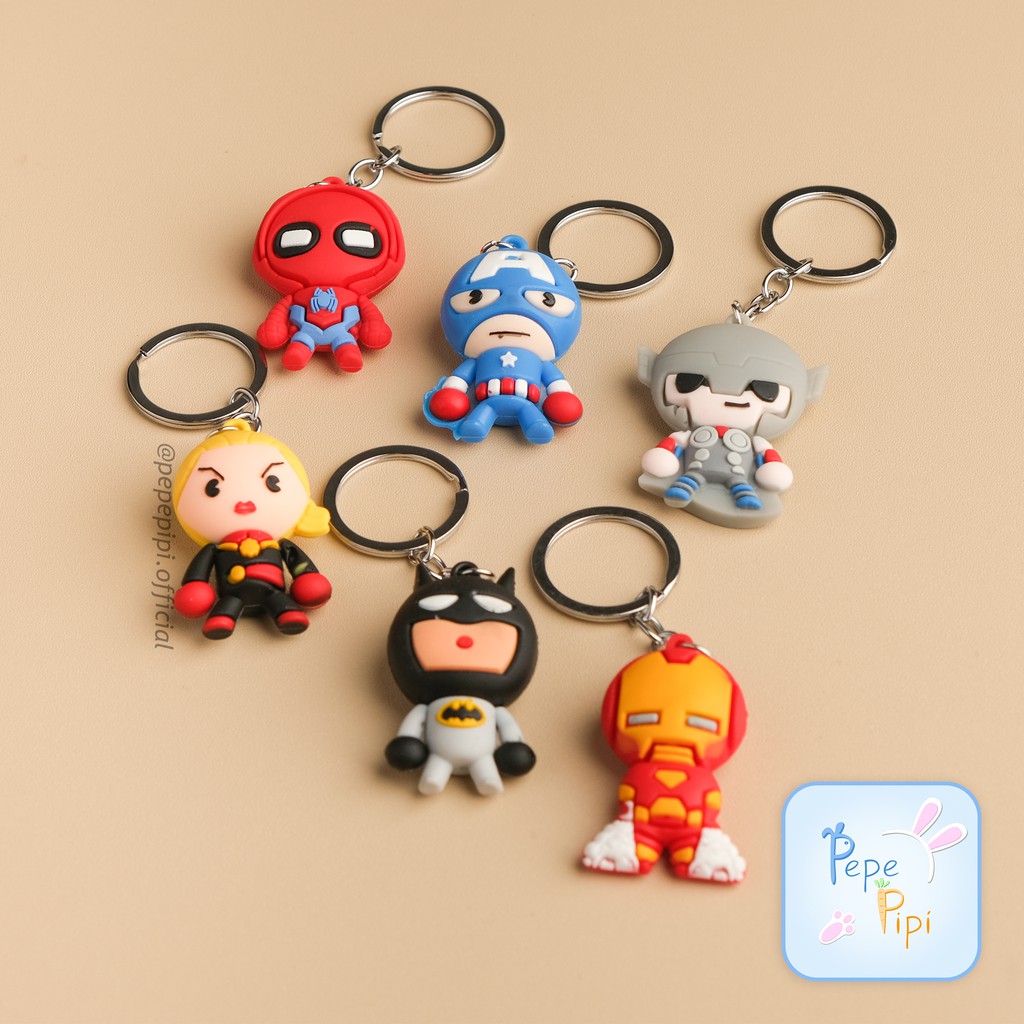 Gantungan Kunci Avengers Ganci Keychain Hiasan Tas Batman Iroman Thor Marvel Spiderman KaptenAmerika