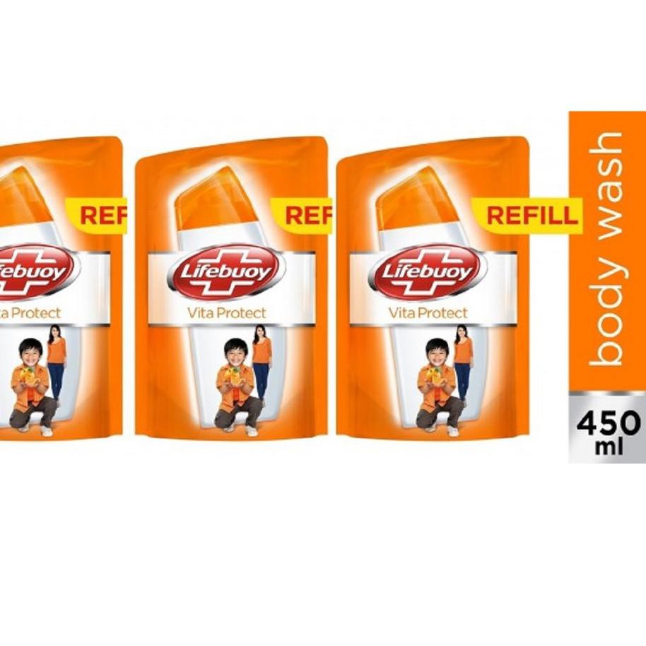 [GRADE ORIGINAL] J Lifebuoy Sabun Cair Vita Protect Refill 450Ml Multi Pack ♕