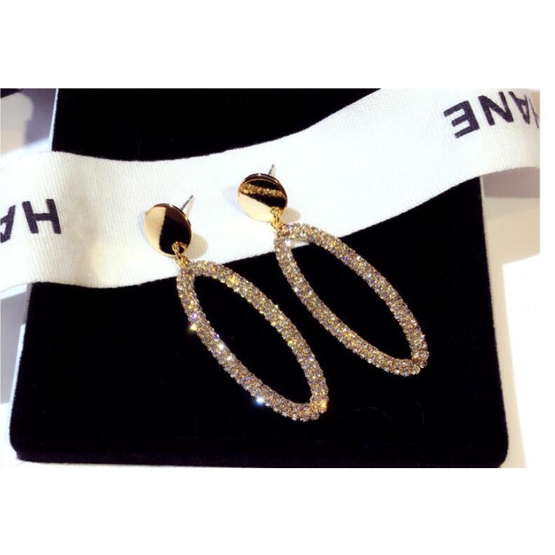 Sterling silver jarum aksesoris baru fashion Korea anting-anting berlebihan super flash rhinestone b