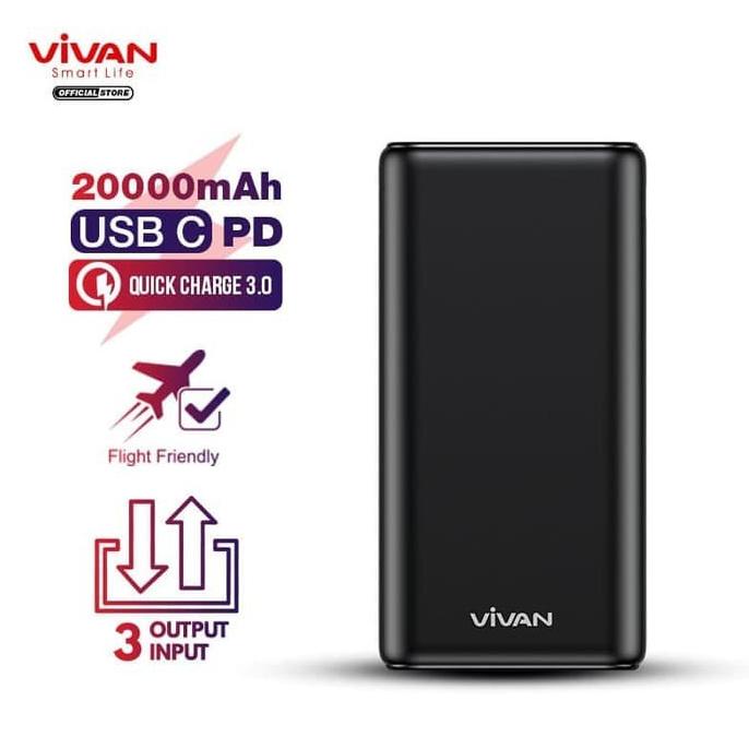 Vivan Power Bank Vpb-H20S 20000Mah Powerbank 3 Input & 3 Output Garans Adharaxmys