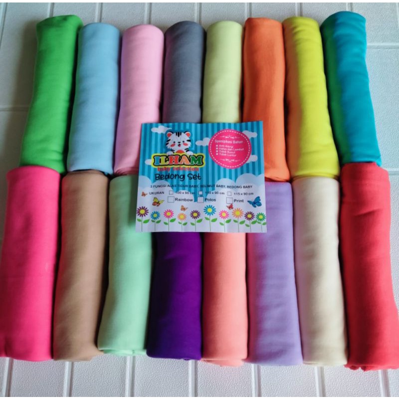 12pcs/satu lusin bedong polos dengan 12warna ukuran 90x110cm