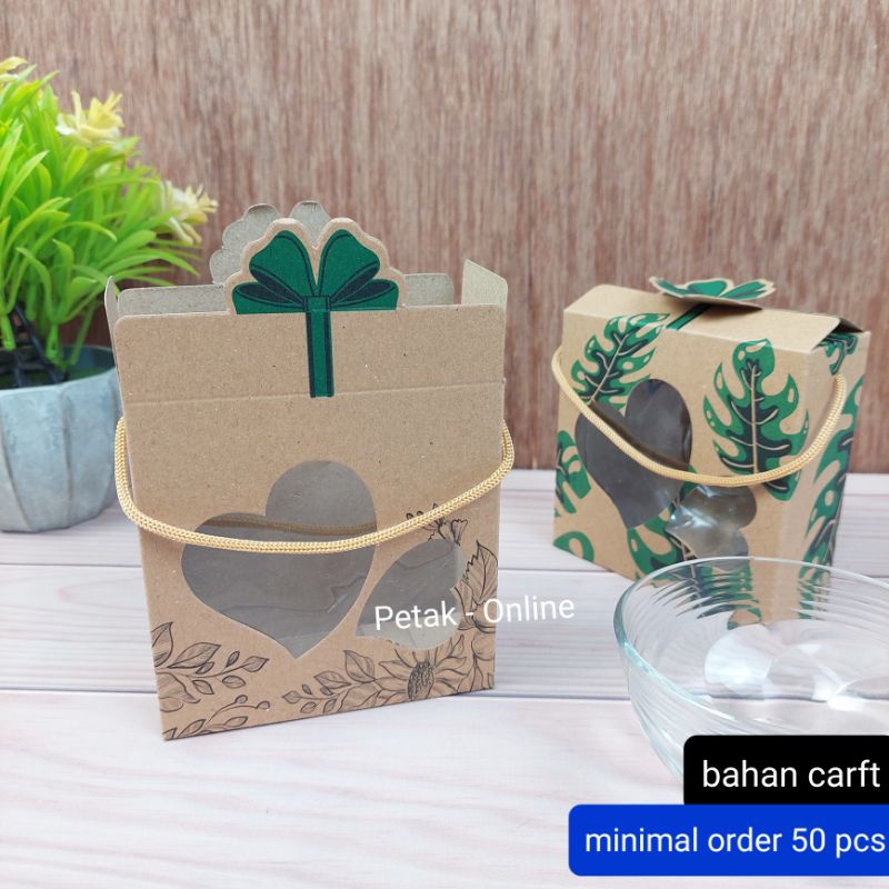 

50 Pcs, Box Coklat Kemsan Souvenir 10x10 x 4 cm/ Box Kraft/ Rustic + Tali