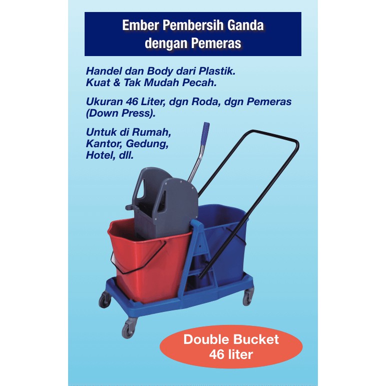 Double Bucket Handle Plastik 46 Liter dengan Pemeras