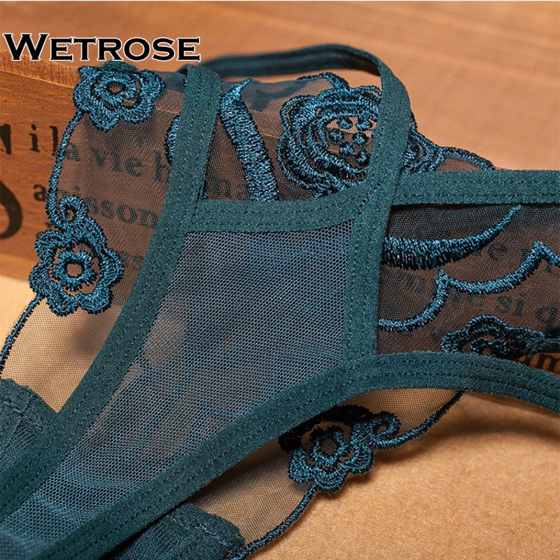 【Wetrose】New Seksi Bordir Mesh Renda Transparan Perspektif Elegan Wanita Hot Panty Thong