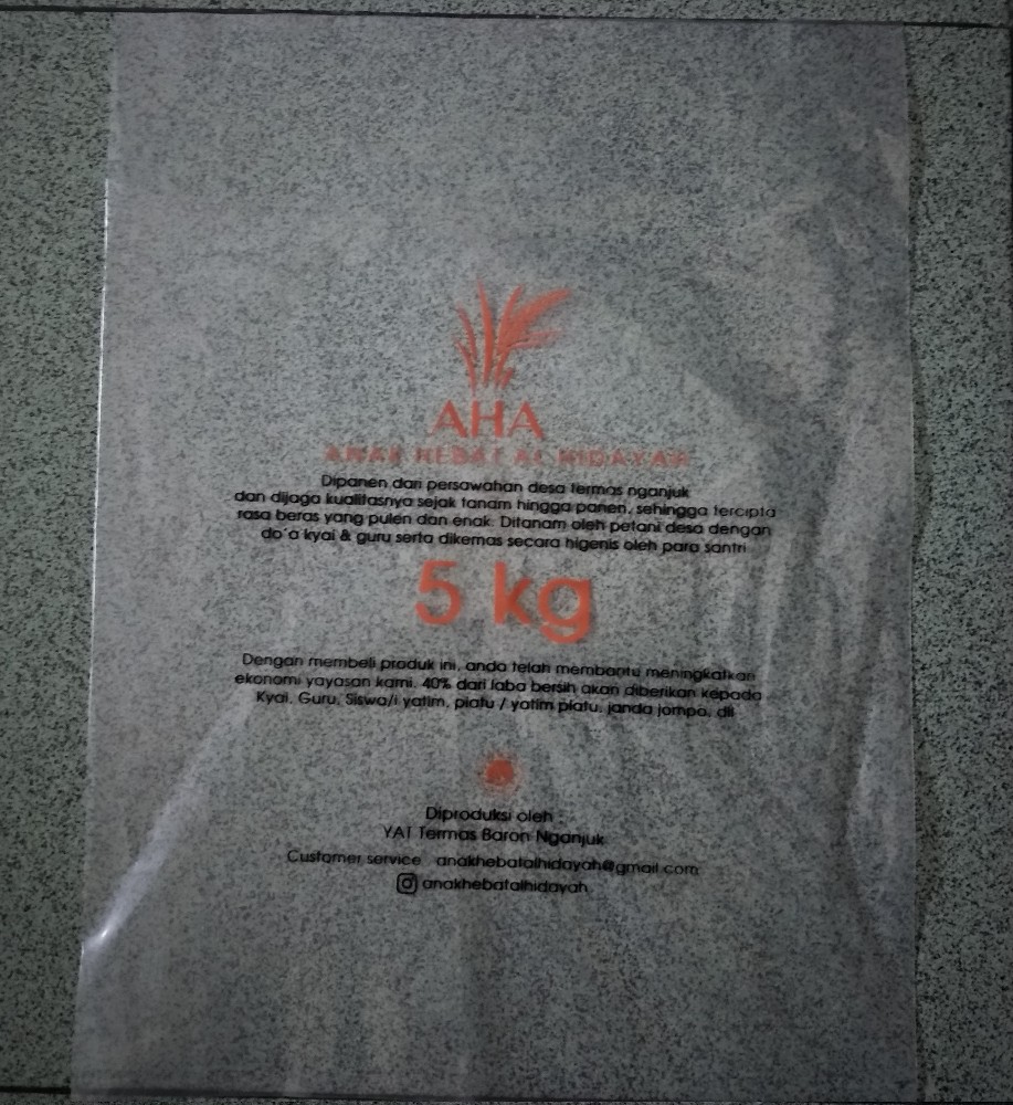 Plastik Kemasan Beras 5kg Sablon 2 Warna ( 30x40cm )