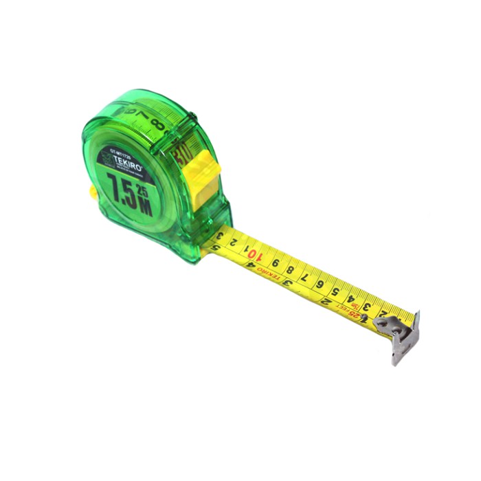 TEKIRO Meteran 7.5M 7.5 Meter Transparan / Measuring Tape / Roll Matic Mater 7,5 M