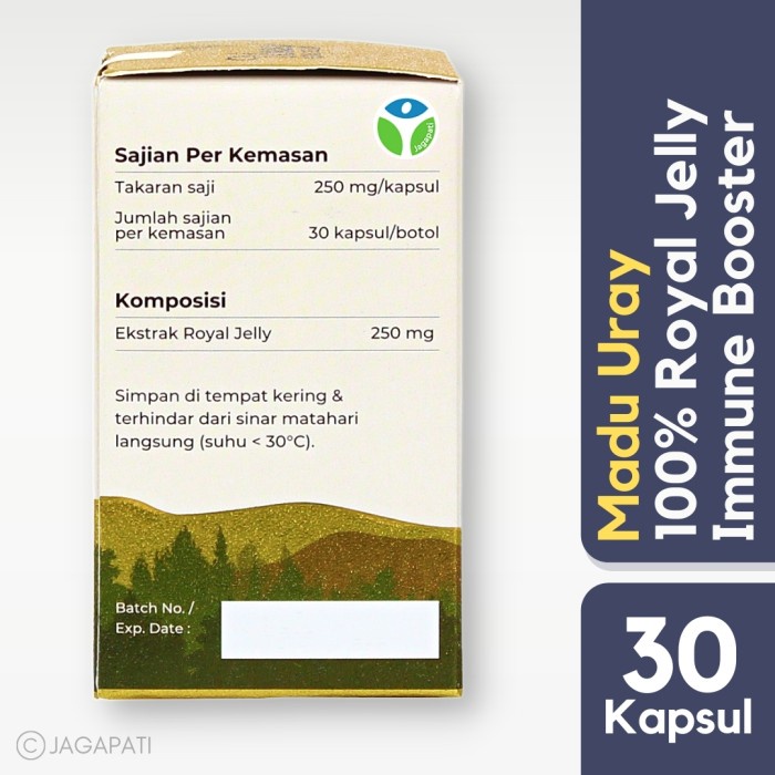 

02 Madu Uray Royal Jelly - 100% Ekstrak Royal Jelly Murni - 30 Kapsul Ds51Ghg