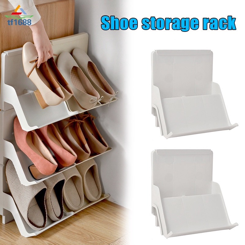 2pcs Nordic Style Shoe Rack Multi Layer Assembly Vertical Dust Proof Plastic Shoe Storage Shelf Shopee Indonesia