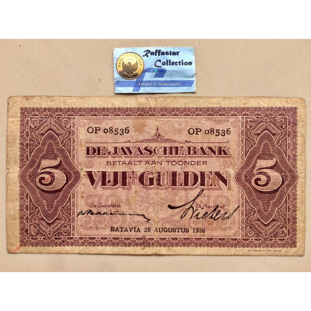 uang kuno 5 gulden JP coen