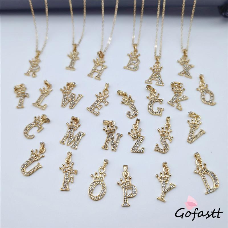 Kalung Huruf Liontin Kalung Titanium Wanita Bentuk Mahkota Kalung Liontin Huruf Aksesoris Fashion Ha