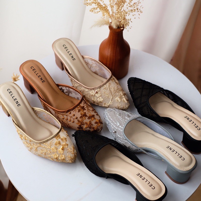 Cellene • Simplies Lacey Heels series 2 / sepatu brokat wedding shoes 5cm