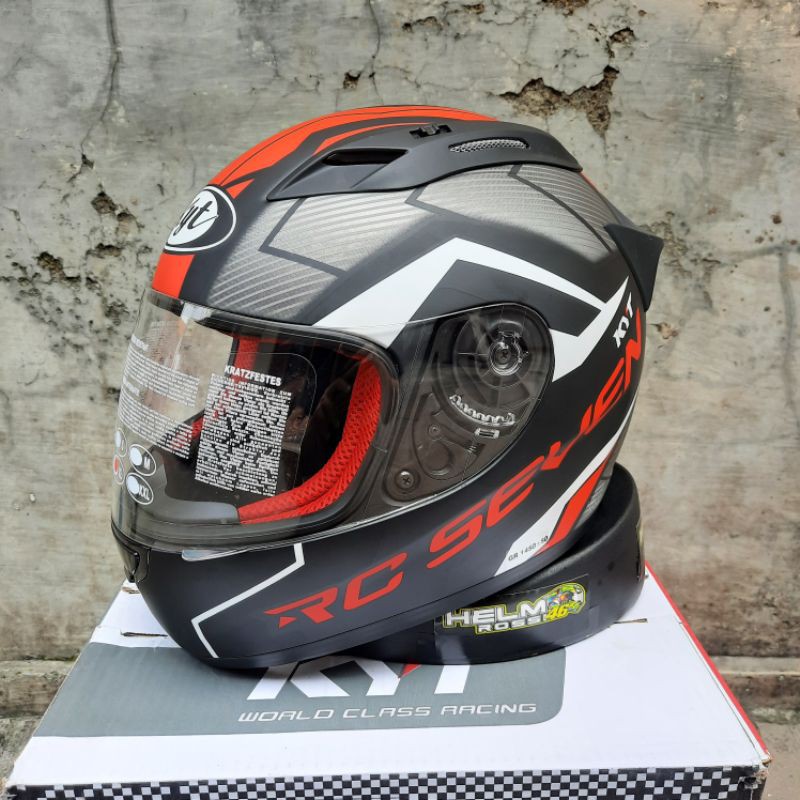 HELM KYT RC7 seri 18 - Black Matt Red ORIGINAL RC SEVEN full face Yellow flou