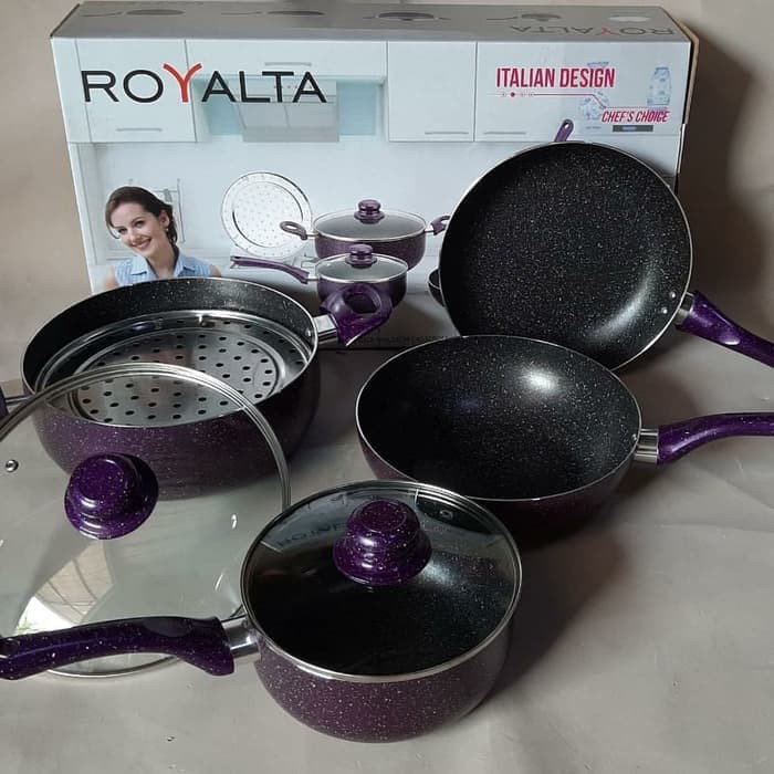 Royalta , HC 11 PCS  , Panci antilengket , Italian Cookware , kukus , SET 7 pcs