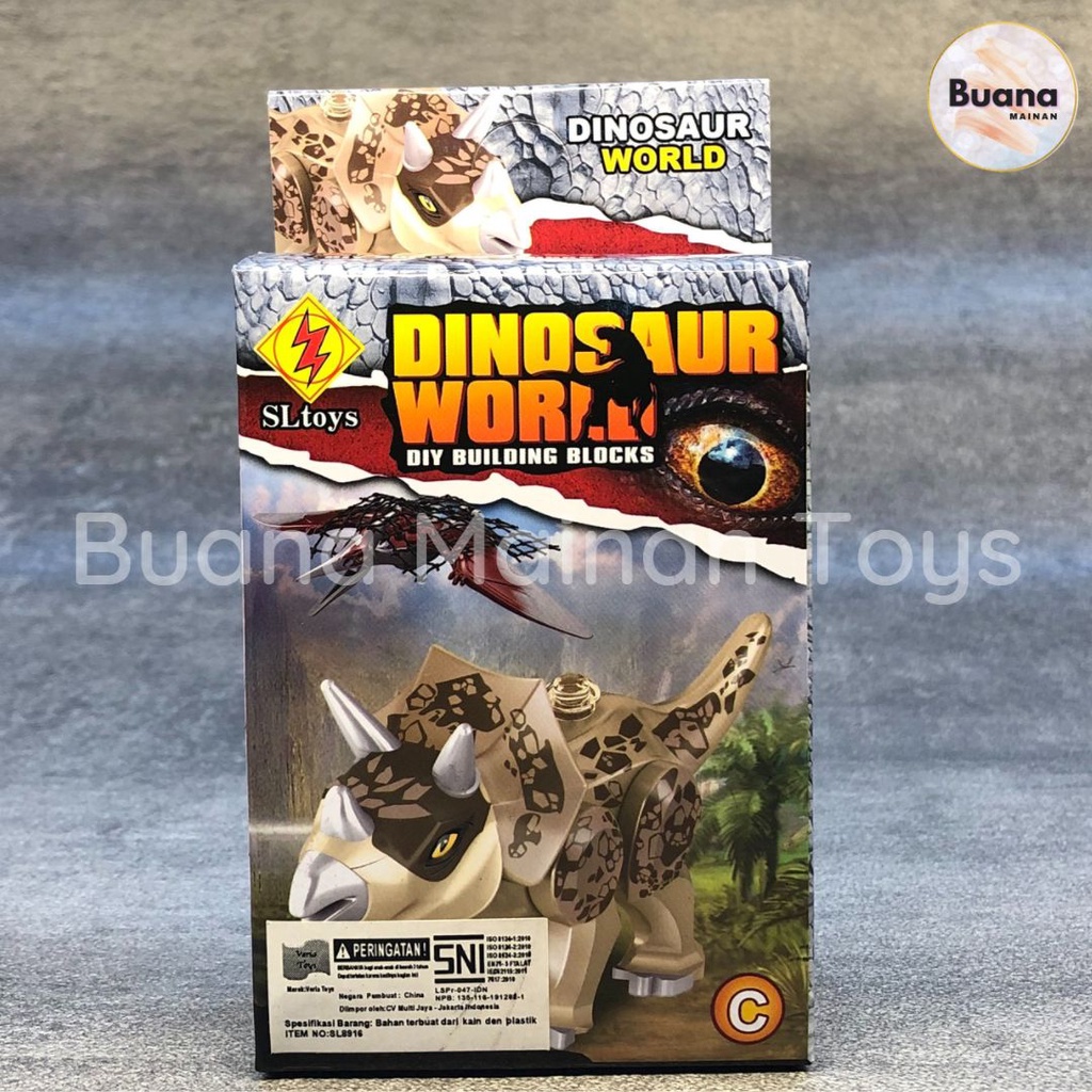 BRICKS SLTOYS DINOSAUR WORLD MAINAN EDUKASI ANAK COWO CEWE MINI BRICK FIGURE DINO DINOSAURUS JURASSIC