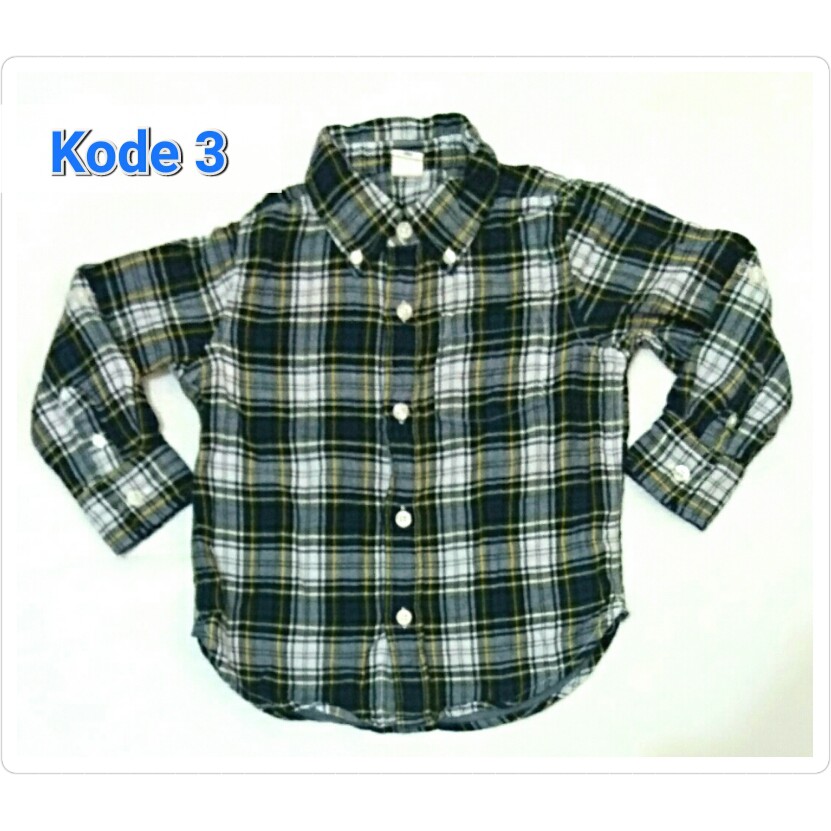 KEMEJA LENGAN PANJANG Size Newborn Bayi anak Keren Anak Cowok Hem Kotak