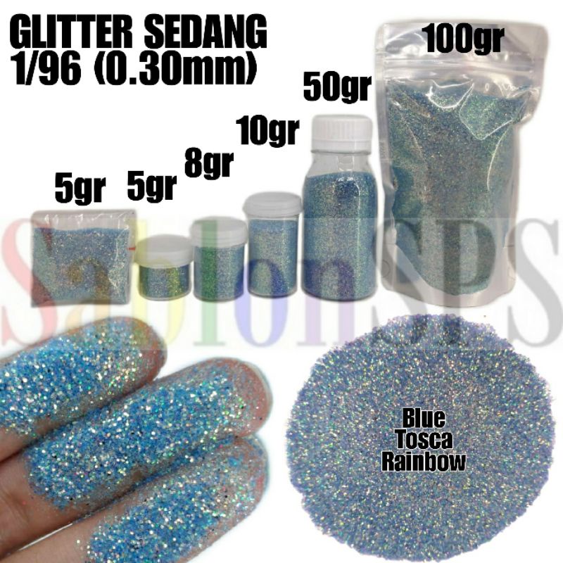 BUBUK GLITER BLUE TOSCA RAINBOW GLITTER POWDER 50GR BOTOL