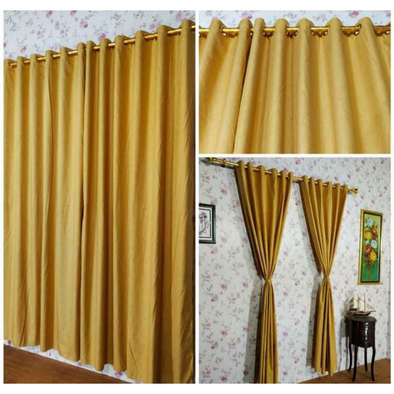 Gorden Embos Motif Horden Pintu dan Hordeng Jendela Smokering 12 lubang 135 x 220 cm Kordeng Minimalis Gordeng Mewah