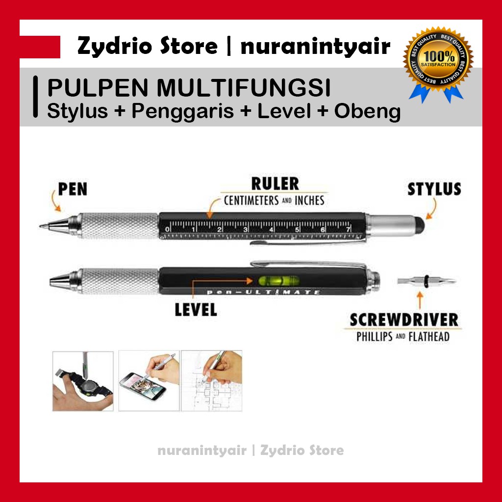 Multifungsi Stylus Pen Universal Murah + Penggaris + Level + Obeng