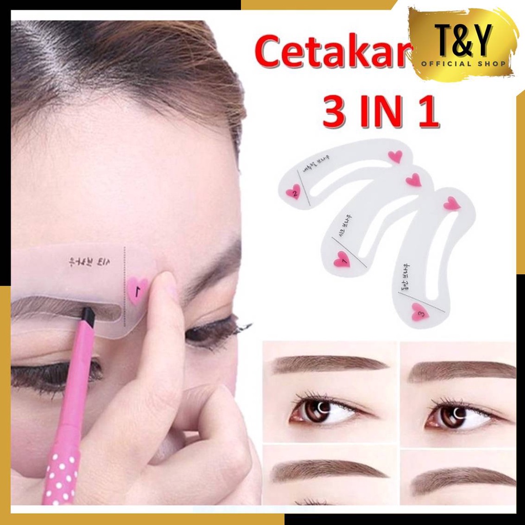 T&amp;Y Cetakan Alis 3 IN 1 Mini Eyebrow Template Kit 3in1 Pencetak Alis 3 Bentuk Alis Murah Import