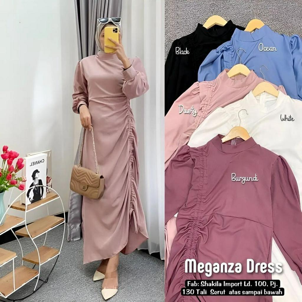 GAMIS SERUT MEGANZA DRESS BAHAN SHAKILA MOTIF POLOS UKURAN M L XL XXL LD 100 - 120 CM PJ 130 CM WARNA HITAM , PUTIH , BURGUNDY , DUSTY , OCEAN DRESS PESTA SERUT SAMPING BAJU KONDAGAN BRIEDESMAID WANITA KEKINIAN FASHION MUSLIM TEBRARU DRESS SERUT REMAJA