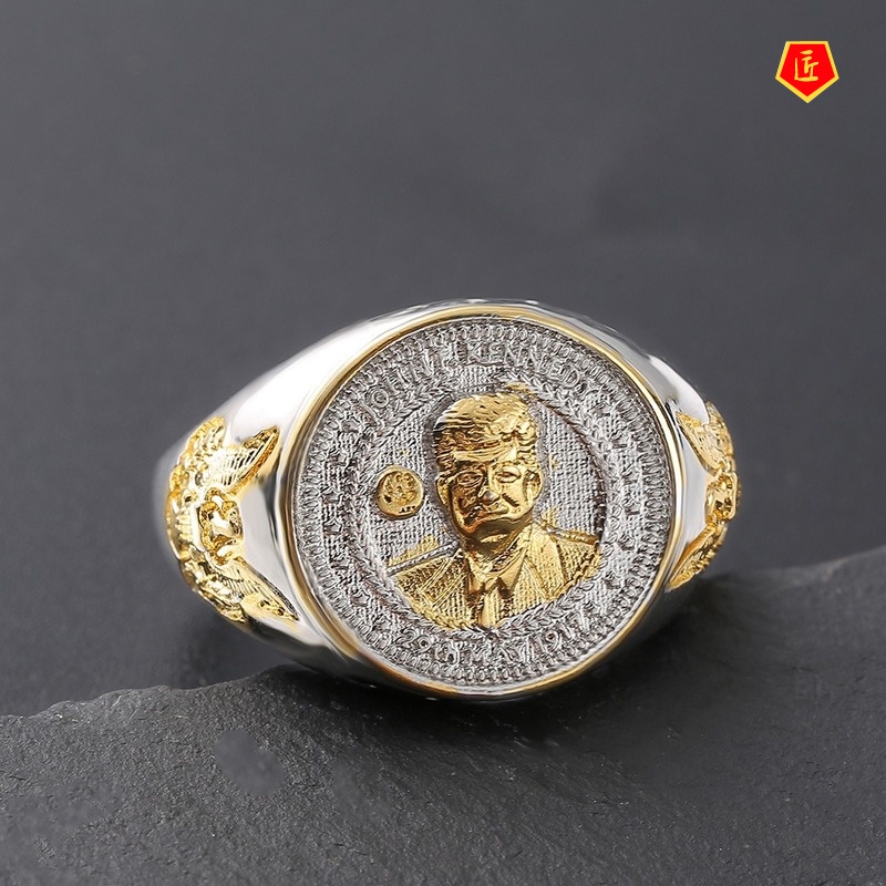 [Ready Stock]Commemorative Silver Coin Avatar Ring for Men