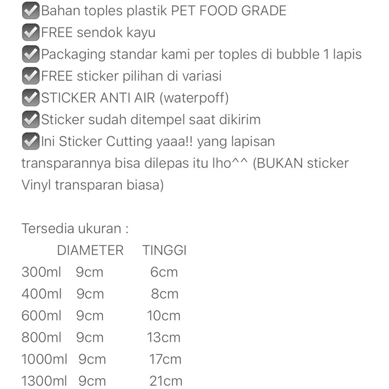 Toples Bumbu Plastik (+Sticker) 1L - 1,3L