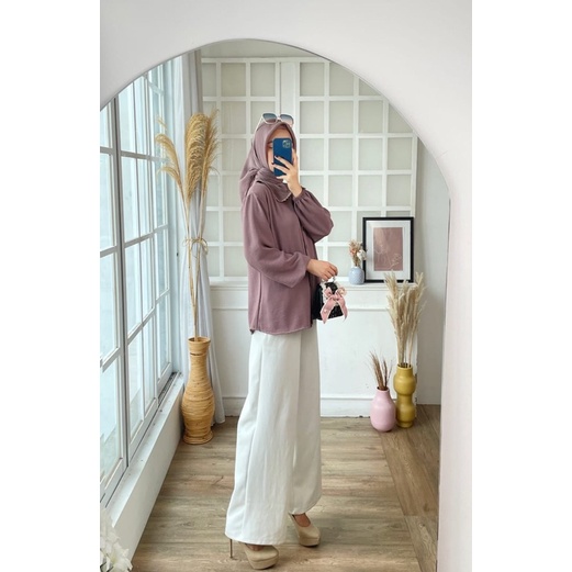 ATASAN CRINKLE FUJI BLOUSE ATASAN KERAH RENDA MUSLIM