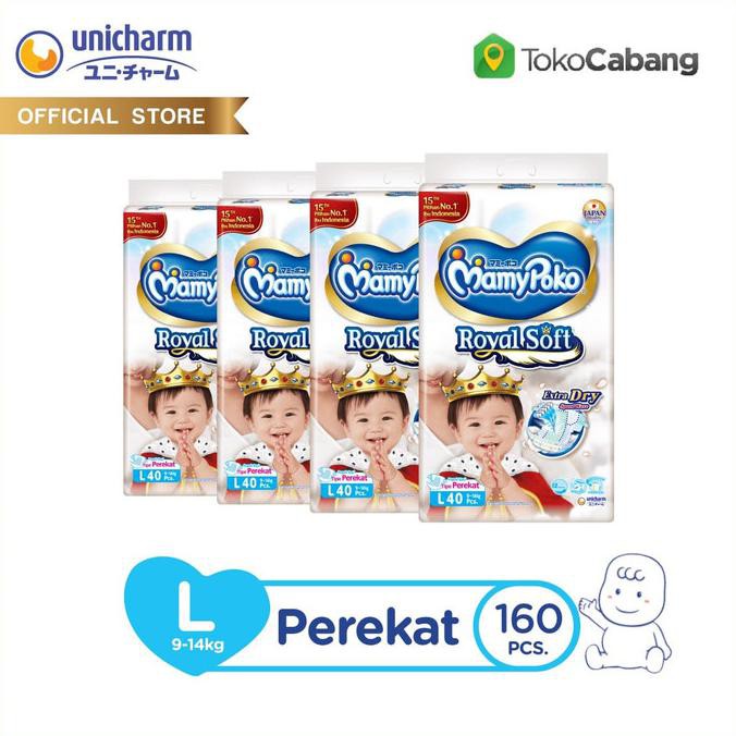 MamyPoko Popok Perekat Royal Soft - L 40 - Karton isi 4