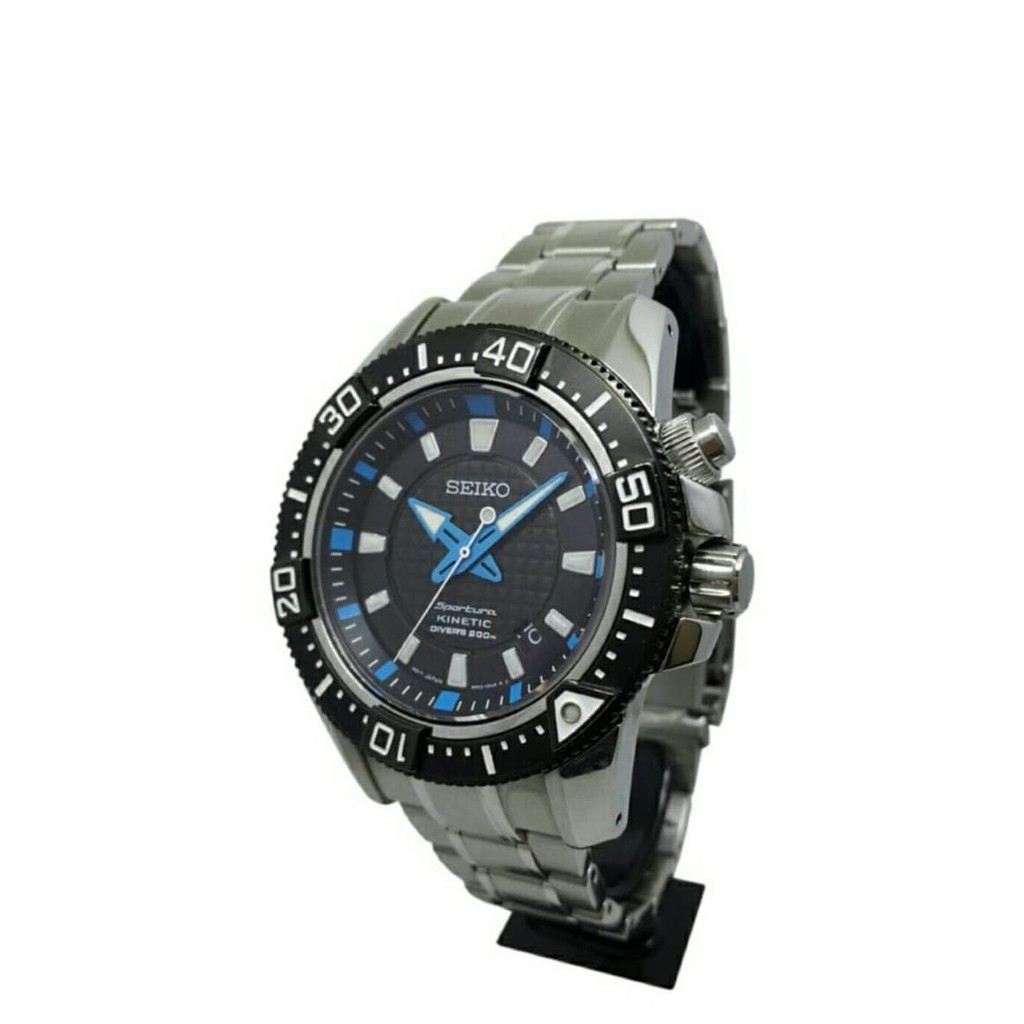 Seiko 151233 Kinetic Tali Rantai Jam Tangan Pria - Hitam Silver