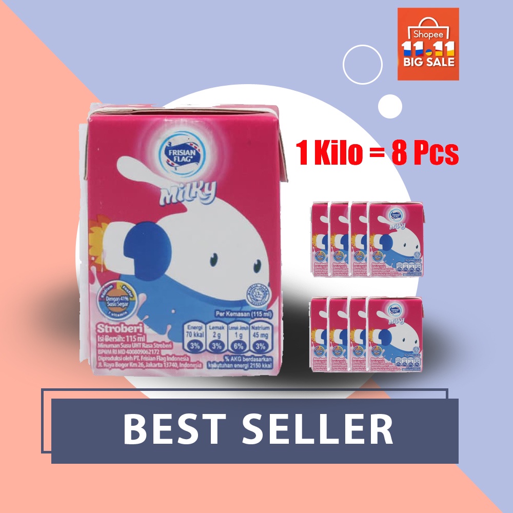 

TERMURAH MILKY ISI 8 1 KILO Susu UHT Bendera Milky Strawberry 115 ml Frisian Flag