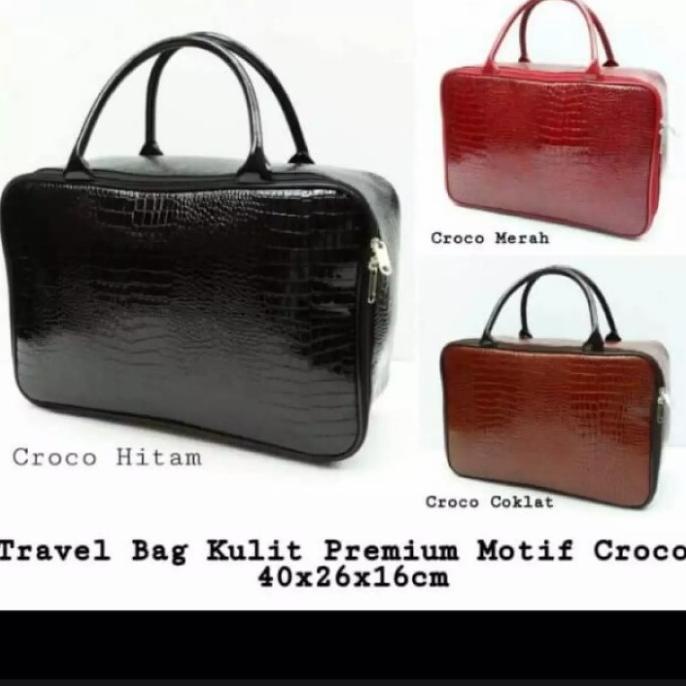 Travel Bag Kulit Premium Motif Croco |Tas Jinjing |Tas Pakaian