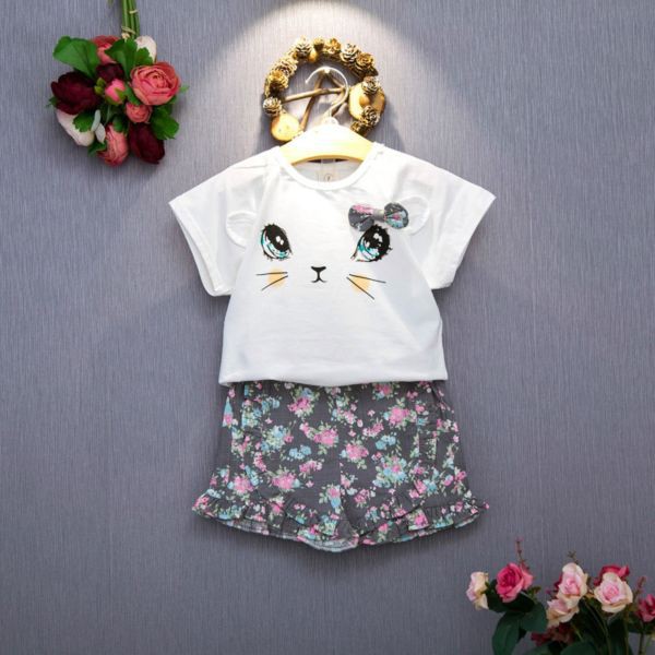 setelan anak perempuan import rok flower