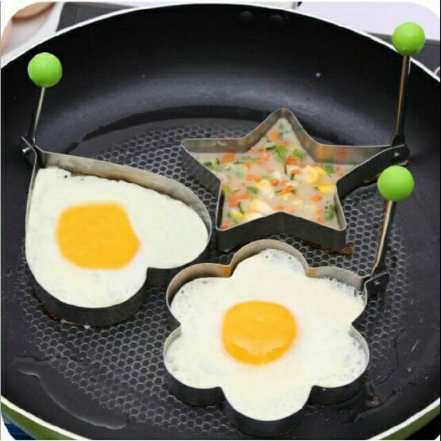 Alat Cetakan Telur Karakter Stainless - EGG MOLD LOVE BUNGA BINTANG KimikoOfficial