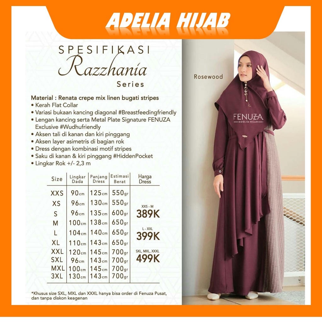 Gamis dan Khimar Razania Sarimbit Fenuza Musli Wear,  Baju Gamis Wanita Terbaru 2022 , Gamis Perempu