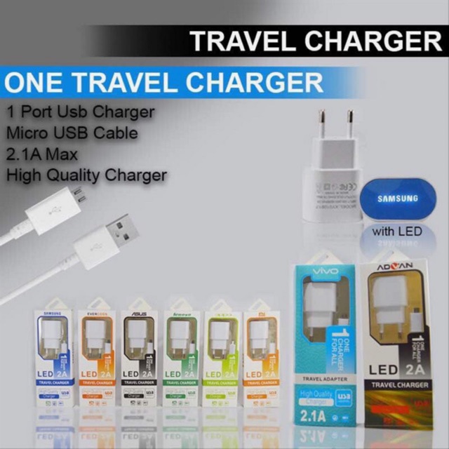 Charger Led 2.1A XIAOMI, SAMSUNG , OPPO, ASUS , LENOVO 1usb Hight Quality