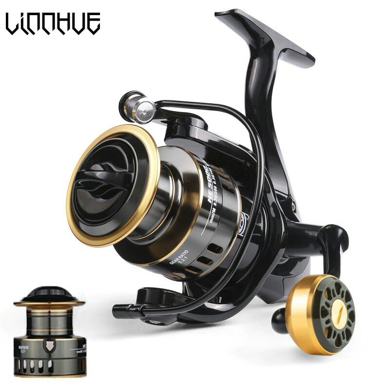 LinnHue HE3000 Series Reel Pancing Fishing Reel 5.2:1 Gear Ratio 10kg - Black