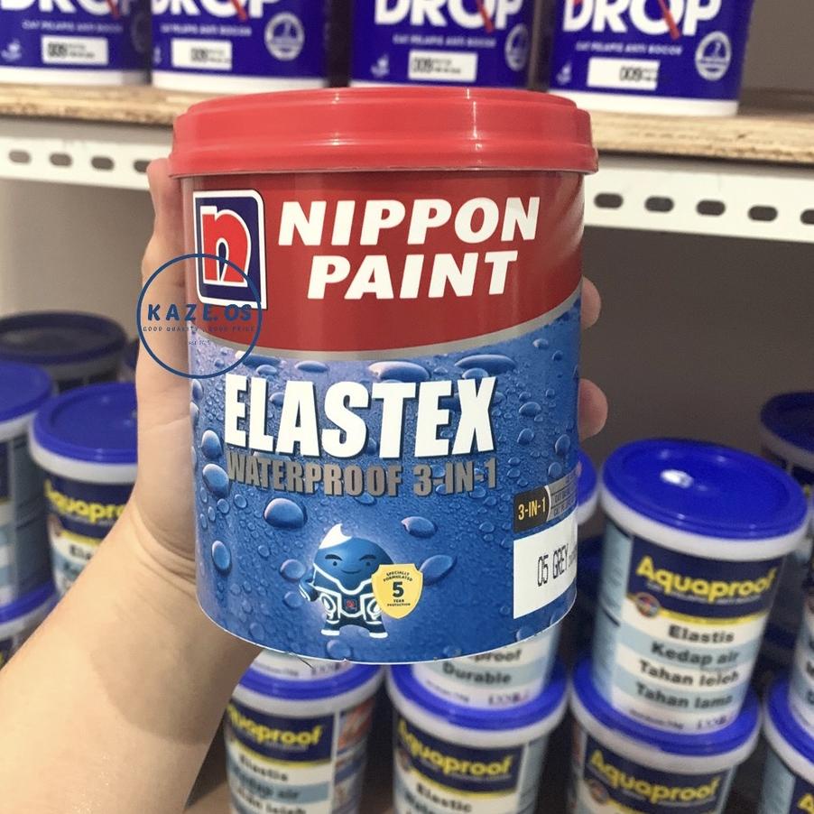 Trendy ASLI 100% ELASTEX 3 IN 1 NIPPON PAINT 1KG / 1 KG WARNA LENGKAP PUTIH ABU ABU BIRU HITAM MERAH