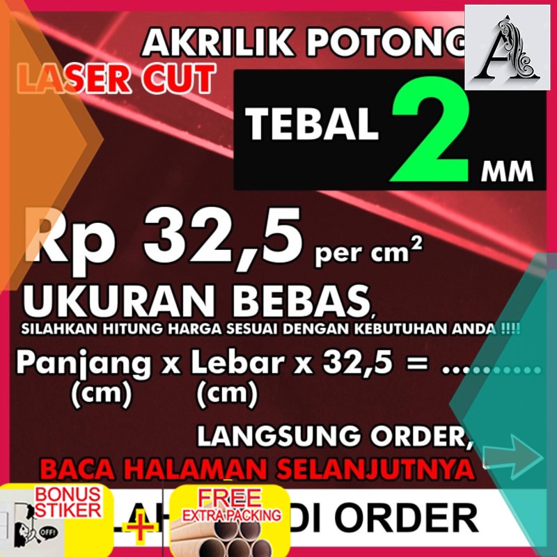 

Promo Potongan Acrylic/Akrilik Custom Laser 2 MM
