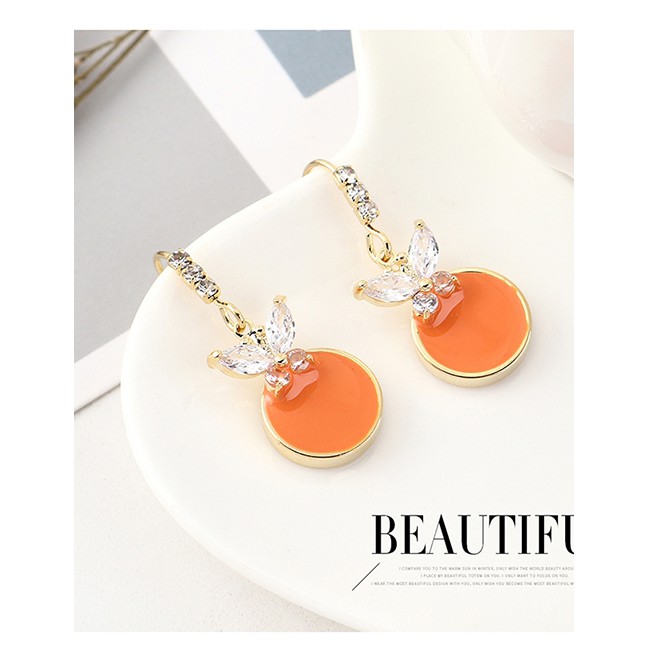 LRC Anting Gantung Fashion Golden Butterfly Wing Gold-plated Earrings Y63062