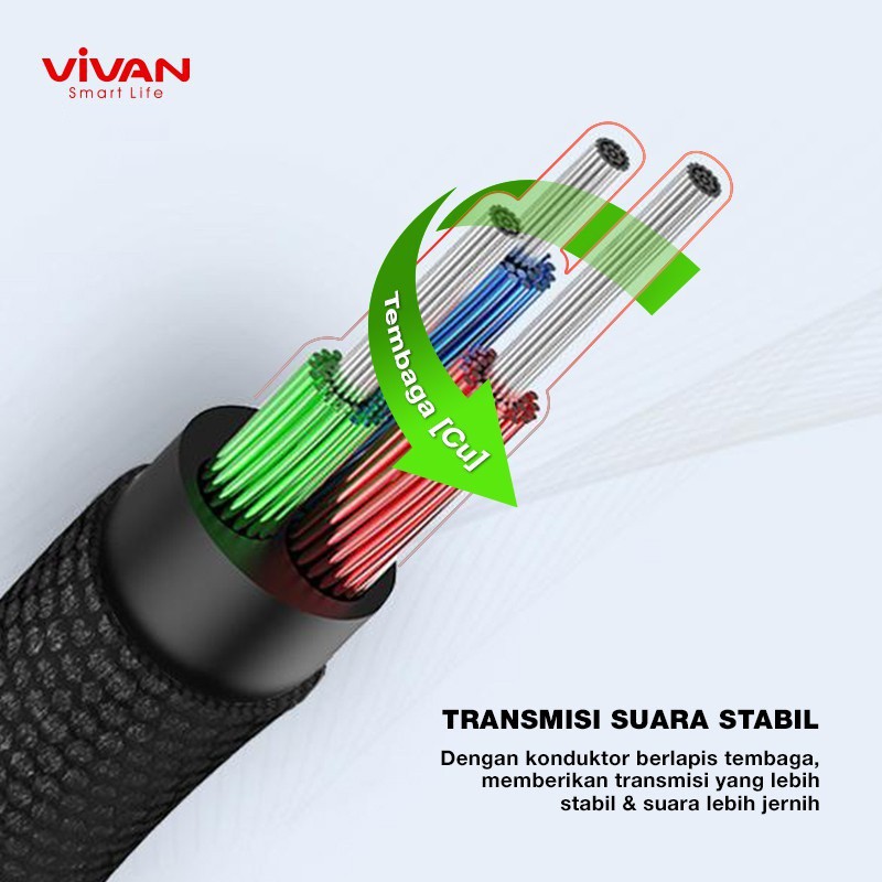 VIVAN Kabel Audio AUX 3.5mm 100cm AUX01 - Garansi Resmi 1 Tahun