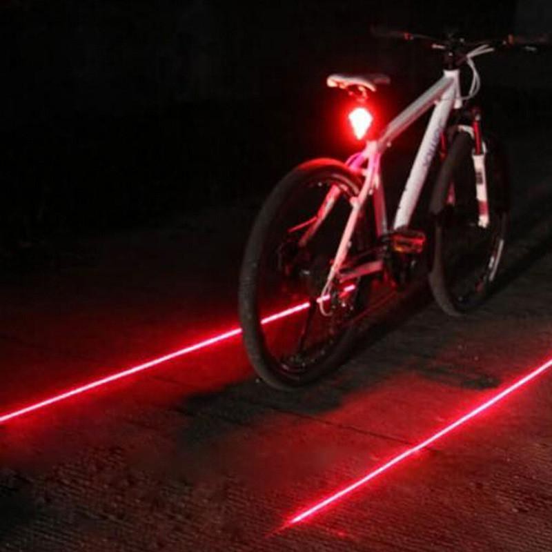 Lampu Belakang Sepeda 5 LED 2 Laser 3 Mode Anti Air