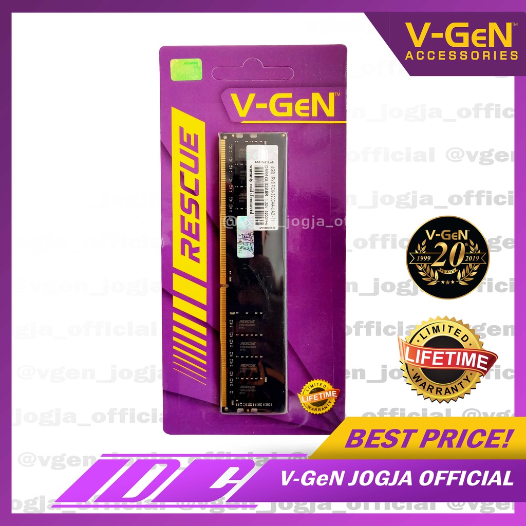 RAM V-GeN RESCUE LONG-DIMM DDR4 3200 4GB - 16 GB GARANSI RESMI